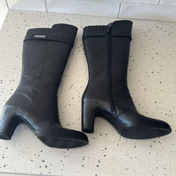 Ecco Women’s Size 40 Black Leather Knee-High Boots Heeled Sleek Comfortable EUC - Picture 15 of 15